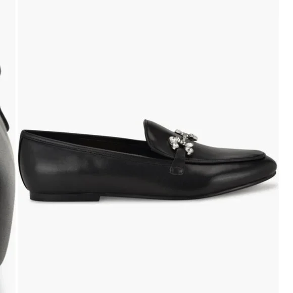 Nine West Women's Black Base Crystal Embellished Bit Slip-on Loafer Size 8M - Picture 4 of 7